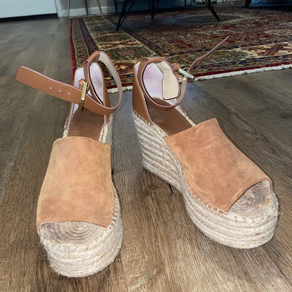 MARC FISHER BROWN ADALYN ESPADRILLE WEDGES - Picture 3 of 5